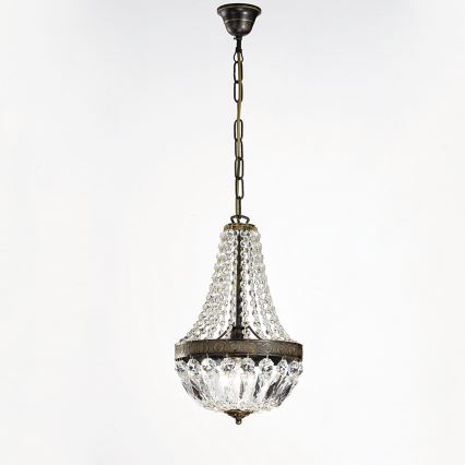 Kristalni luster na lancu ARILA 1xE27/60W/230V pr. 25,5 cm smeđa/patina