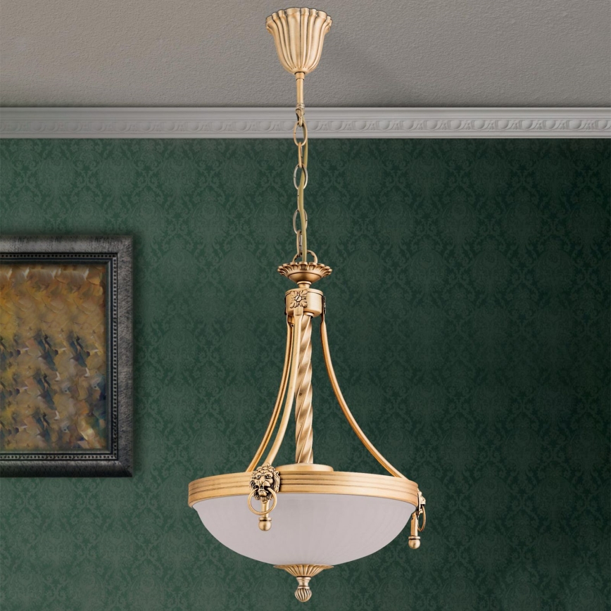 Luster na lancu ROCCA 3xE27/60W/230V pr. 32 cm bronca/bijela