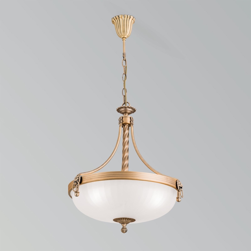 Luster na lancu ROCCA 3xE27/60W/230V pr. 42 cm bronca/bijela