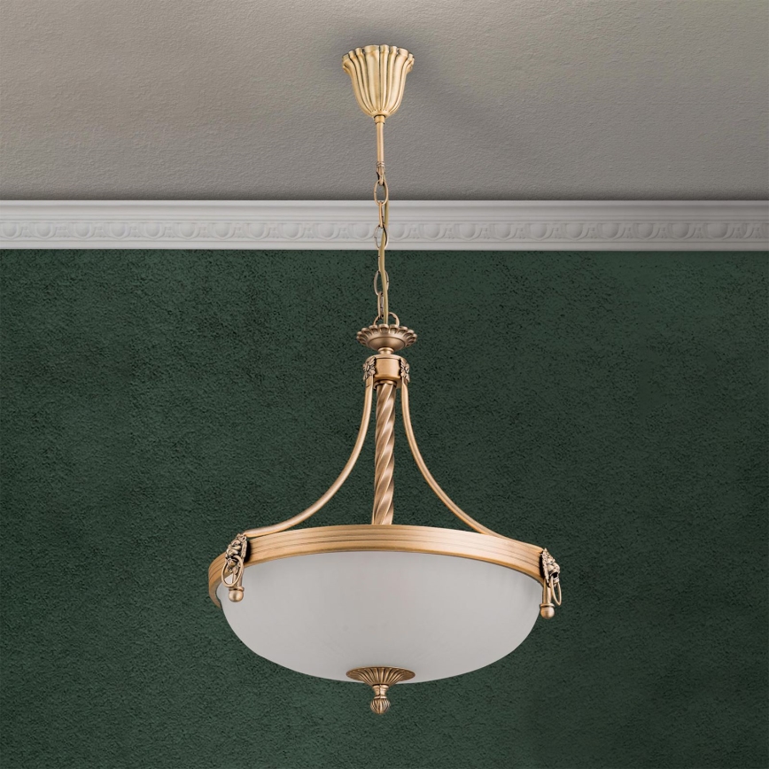 Luster na lancu ROCCA 3xE27/60W/230V pr. 42 cm bronca/bijela