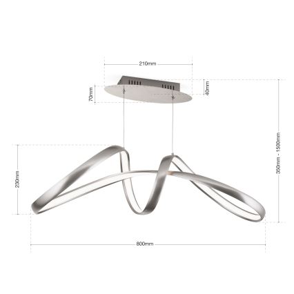 LED Prigušivi luster na sajli CIRCUS LED/36W/230V srebrna