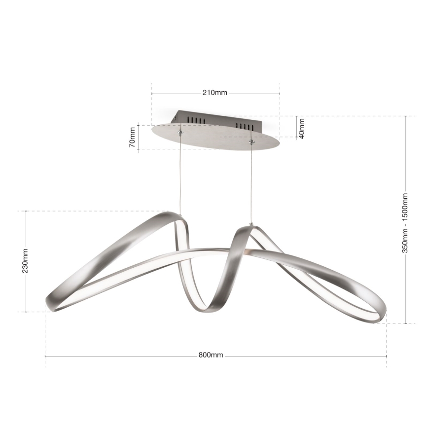 LED Prigušivi luster na sajli CIRCUS LED/36W/230V srebrna