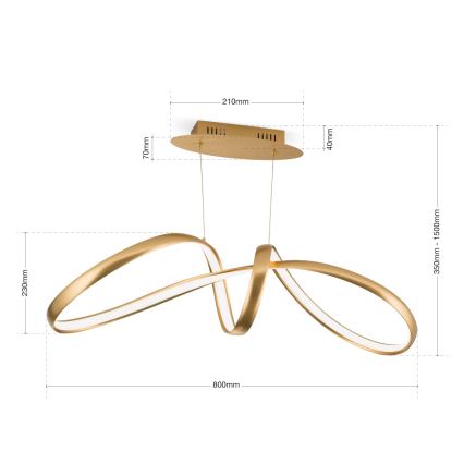 LED Prigušivi luster na sajli CIRCUS LED/36W/230V zlatna