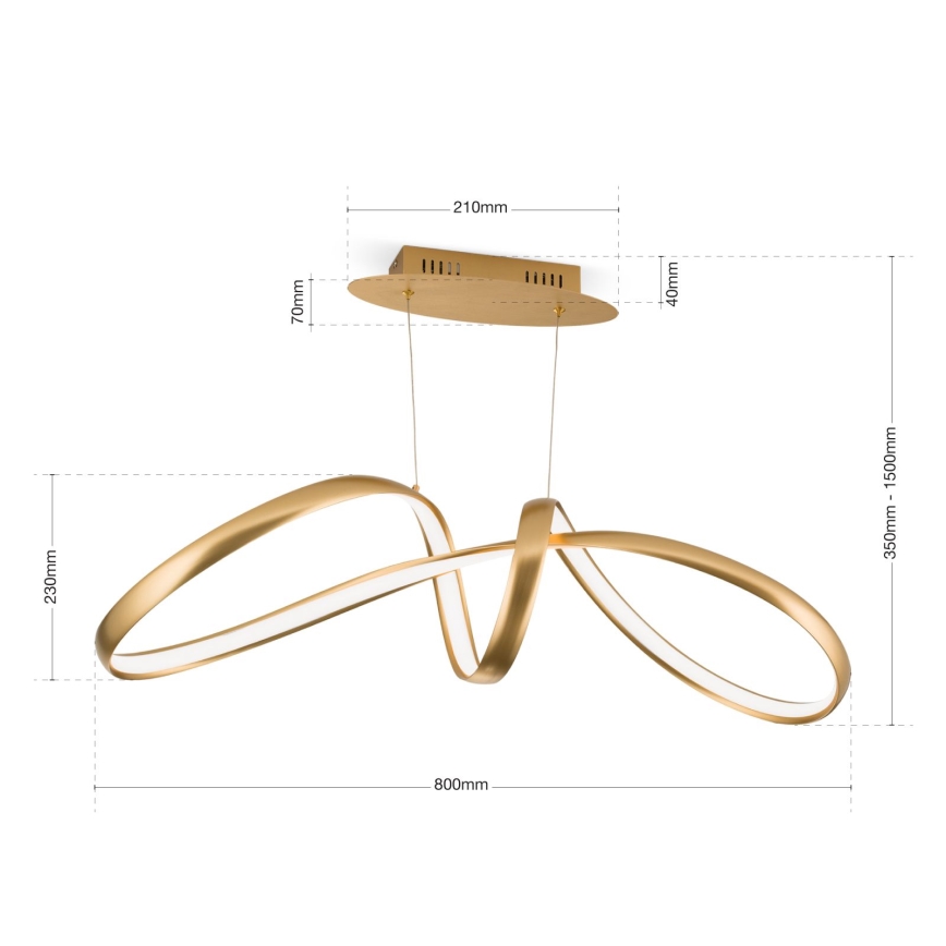 LED Prigušivi luster na sajli CIRCUS LED/36W/230V zlatna