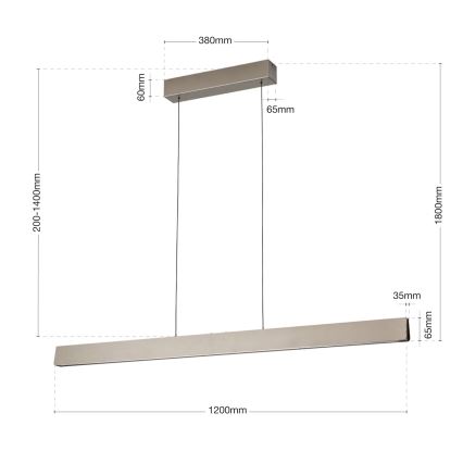 LED Prigušivi luster na sajli TARA LED/44W/230V 2700/3800/4500/5700K mat krom