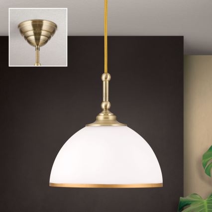 Luster na sajli OLD LAMP 1xE27/40W/230V bijela/mesing