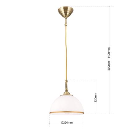 Luster na sajli OLD LAMP 1xE27/40W/230V bijela/mesing
