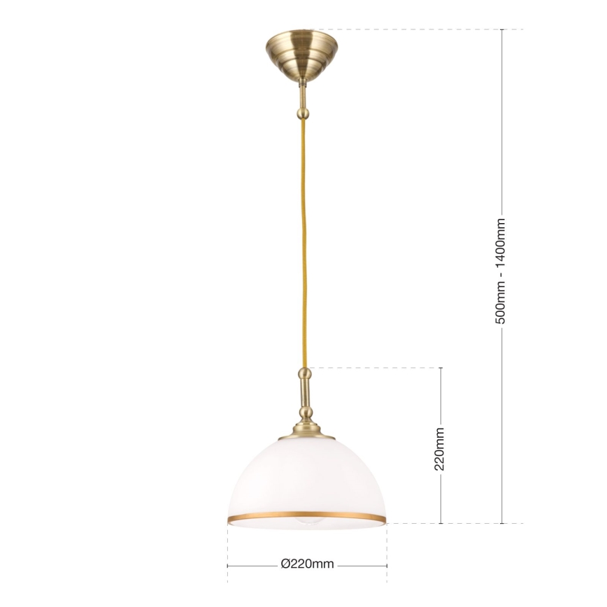 Luster na sajli OLD LAMP 1xE27/40W/230V bijela/mesing