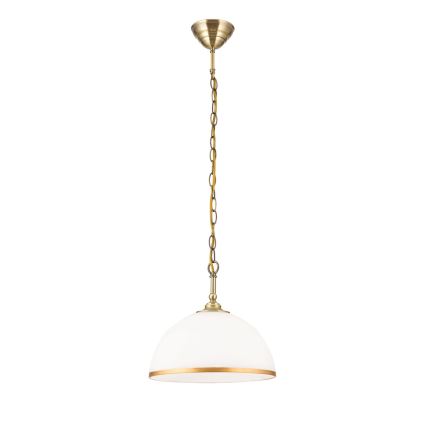 Luster na lancu OLD LAMP 1xE27/40W/230V pr. 30 cm bijela/mesing