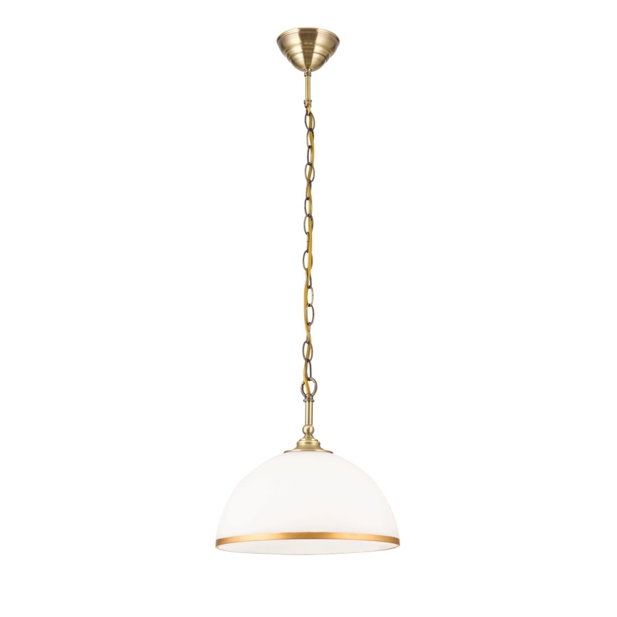 Luster na lancu OLD LAMP 1xE27/40W/230V pr. 30 cm bijela/mesing