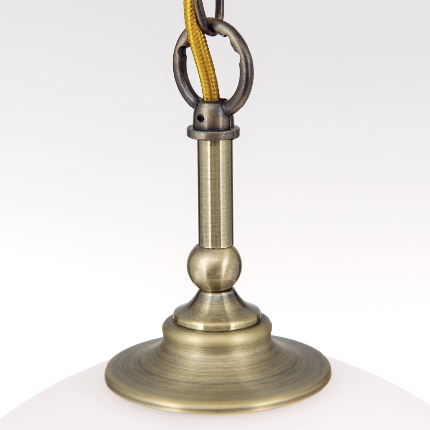 Luster na lancu OLD LAMP 1xE27/40W/230V pr. 30 cm bijela/mesing