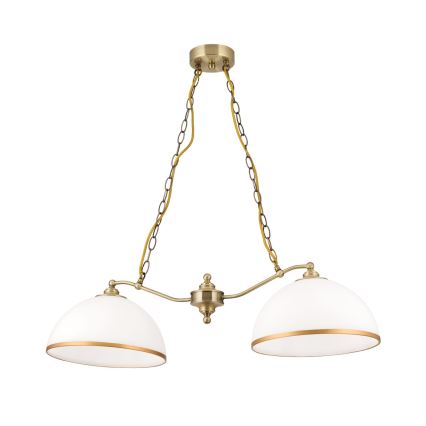 Luster na lancu OLD LAMP 2xE27/40W/230V bijela/mesing