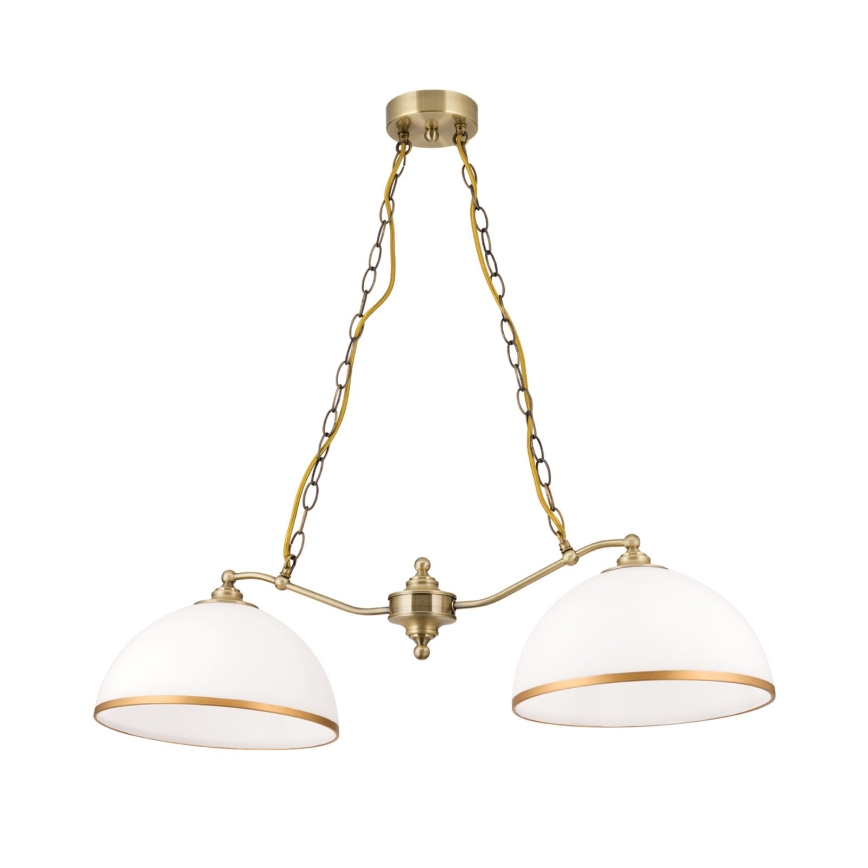 Luster na lancu OLD LAMP 2xE27/40W/230V bijela/mesing