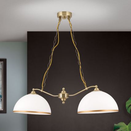 Luster na lancu OLD LAMP 2xE27/40W/230V bijela/mesing