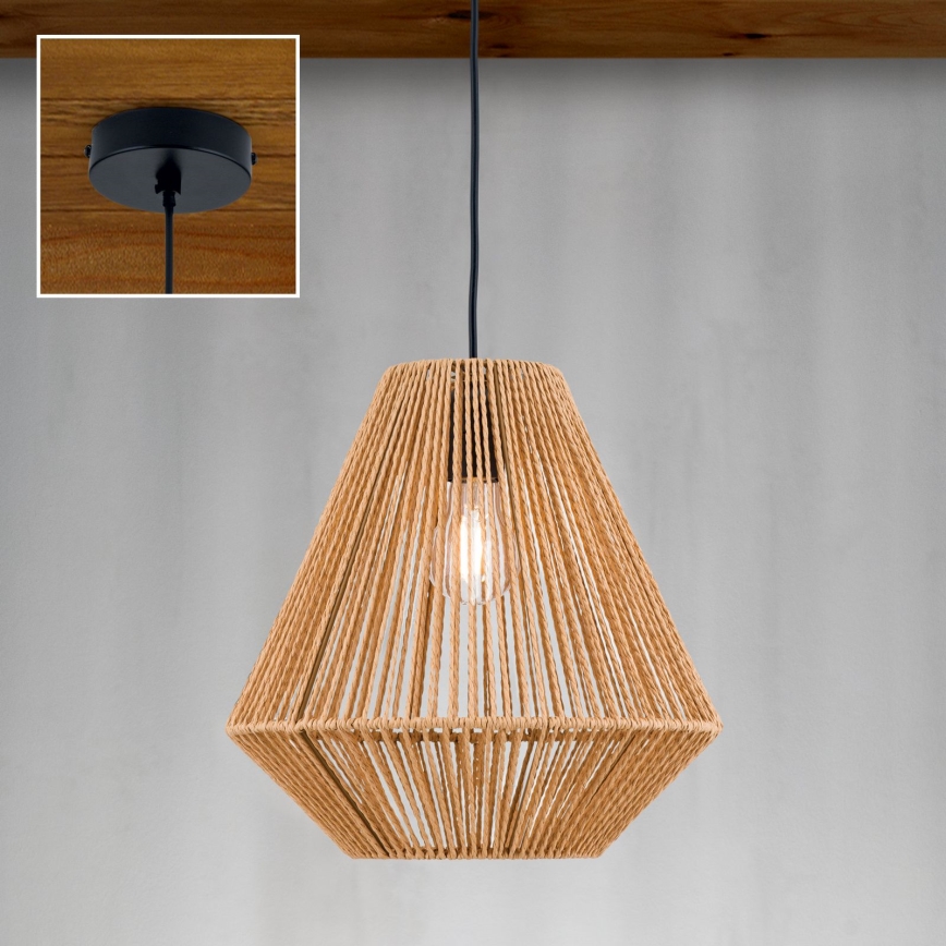 Luster na sajli JUNGLE 1xE27/40W/230V pr. 31 cm konoplja
