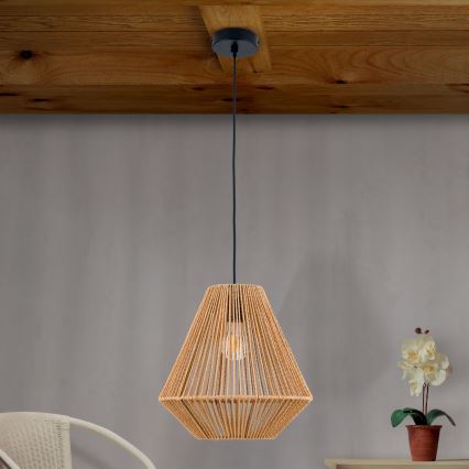Luster na sajli JUNGLE 1xE27/40W/230V pr. 31 cm konoplja