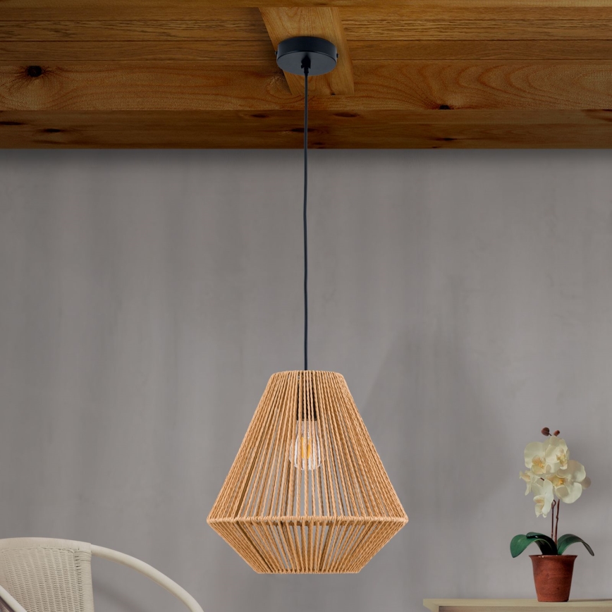 Luster na sajli JUNGLE 1xE27/40W/230V pr. 31 cm konoplja