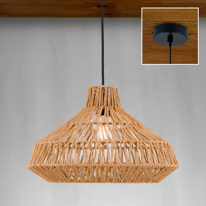 Luster na sajli BASKET 1xE27/40W/230V pr. 40 cm konoplja