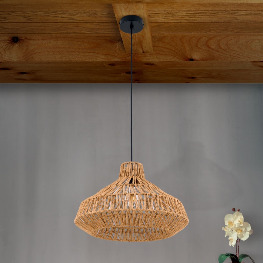 Luster na sajli BASKET 1xE27/40W/230V pr. 40 cm konoplja