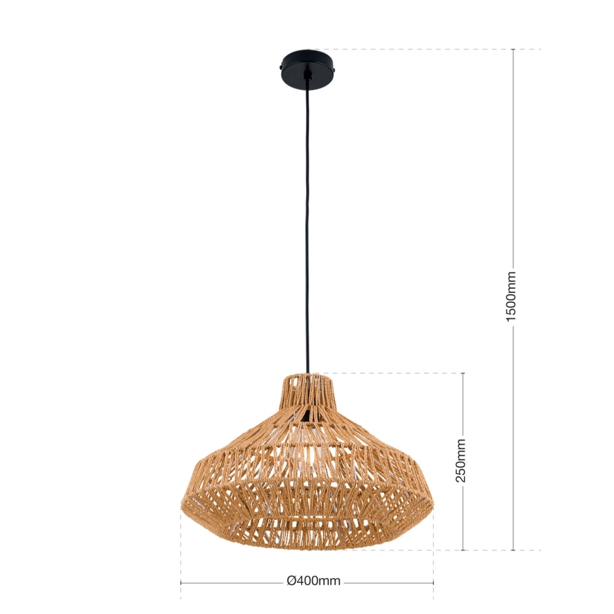 Luster na sajli BASKET 1xE27/40W/230V pr. 40 cm konoplja