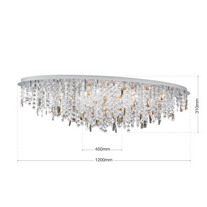 Kristalna stropna svjetiljka CRYSTALRIVER 21xG9/40W/230V sjajni krom