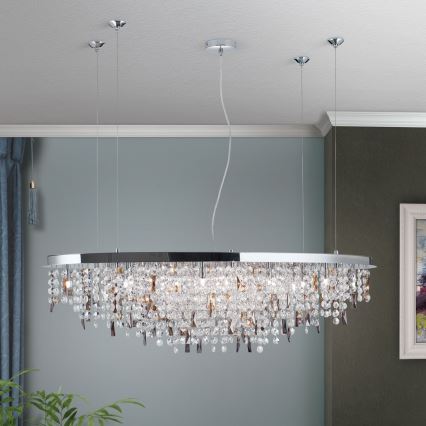Kristalni luster na sajli CRYSTALRIVER 21xG9/40W/230V sjajni krom