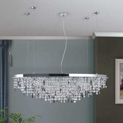 Kristalni luster na sajli CRYSTALRIVER 21xG9/40W/230V sjajni krom