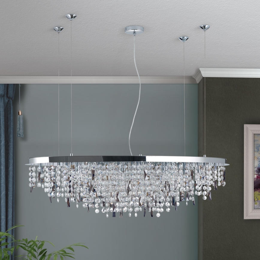 Kristalni luster na sajli CRYSTALRIVER 21xG9/40W/230V sjajni krom