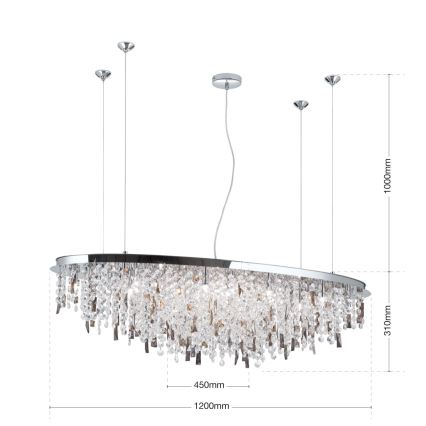 Kristalni luster na sajli CRYSTALRIVER 21xG9/40W/230V sjajni krom