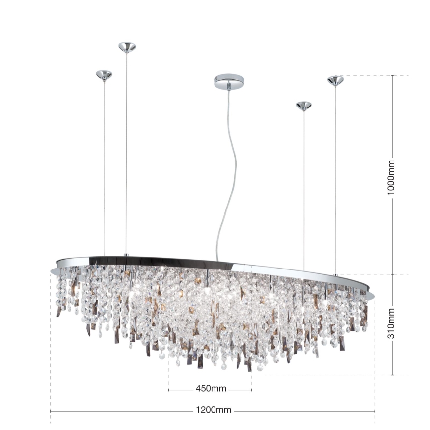 Kristalni luster na sajli CRYSTALRIVER 21xG9/40W/230V sjajni krom