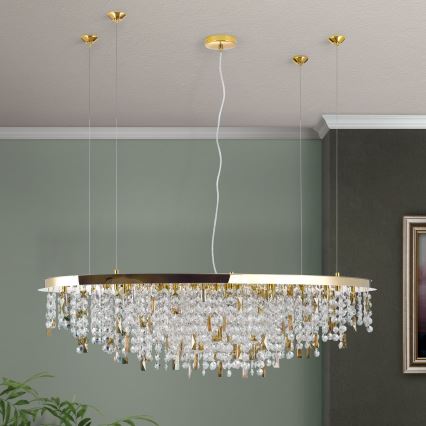 Kristalni luster na sajli CRYSTALRIVER 21xG9/40W/230V zlatna