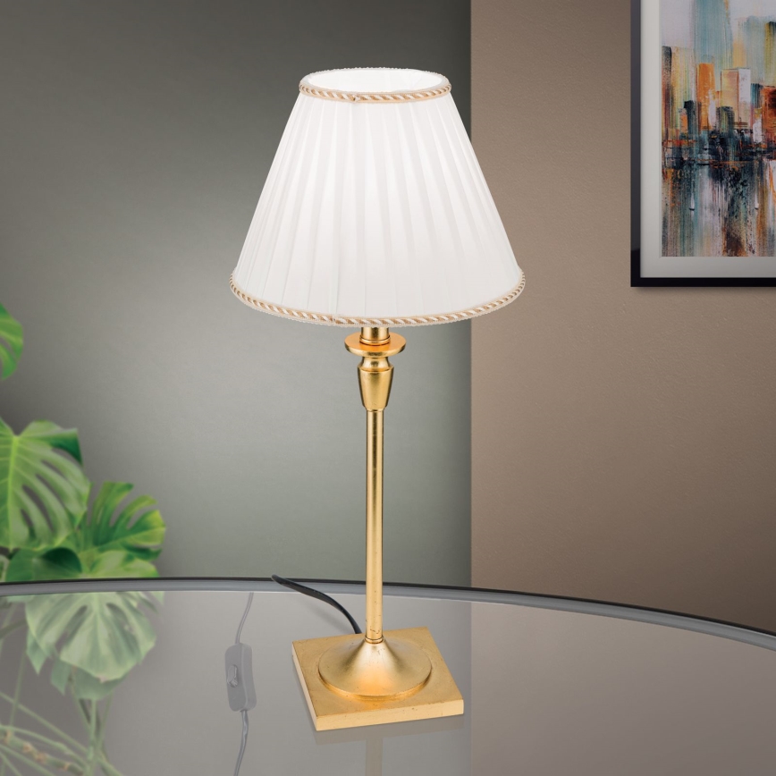 Stolna lampa FONSA 1xE27/60W/230V 61 cm bijela/zlatna