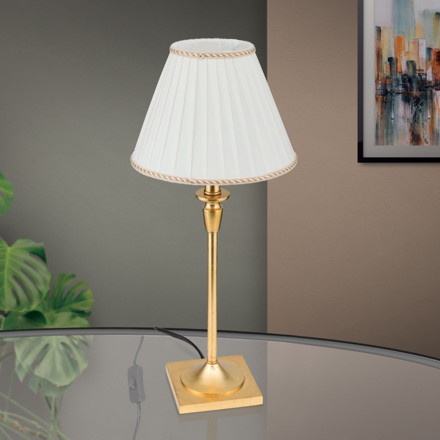 Stolna lampa FONSA 1xE27/60W/230V 61 cm bijela/zlatna