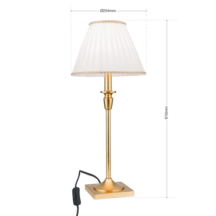 Stolna lampa FONSA 1xE27/60W/230V 61 cm bijela/zlatna