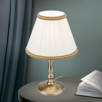 Stolna lampa TONIA 1xE27/60W/230V pr. 25 cm bijela/bronca