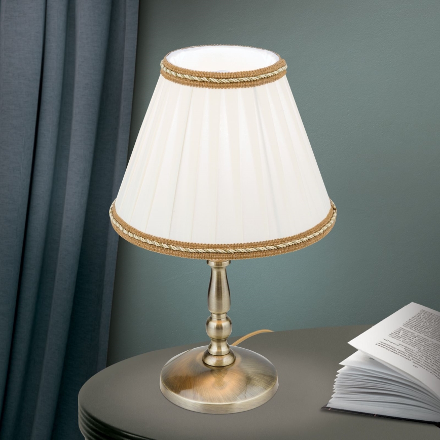 Stolna lampa TONIA 1xE27/60W/230V pr. 25 cm bijela/bronca