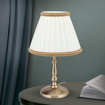 Stolna lampa TONIA 1xE27/60W/230V pr. 25 cm bijela/bronca