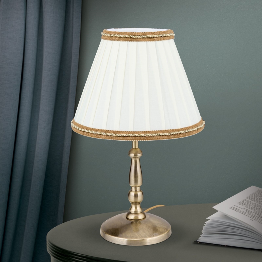Stolna lampa TONIA 1xE27/60W/230V pr. 25 cm bijela/bronca