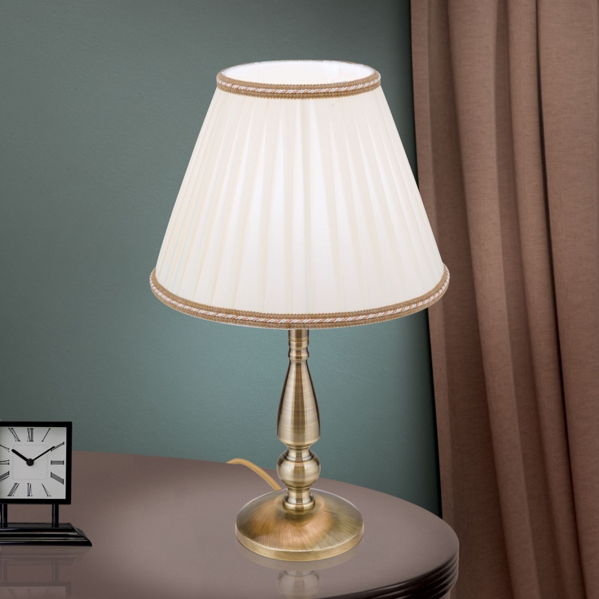 Stolna lampa TONIA 1xE27/60W/230V pr. 30 cm bijela/bronca