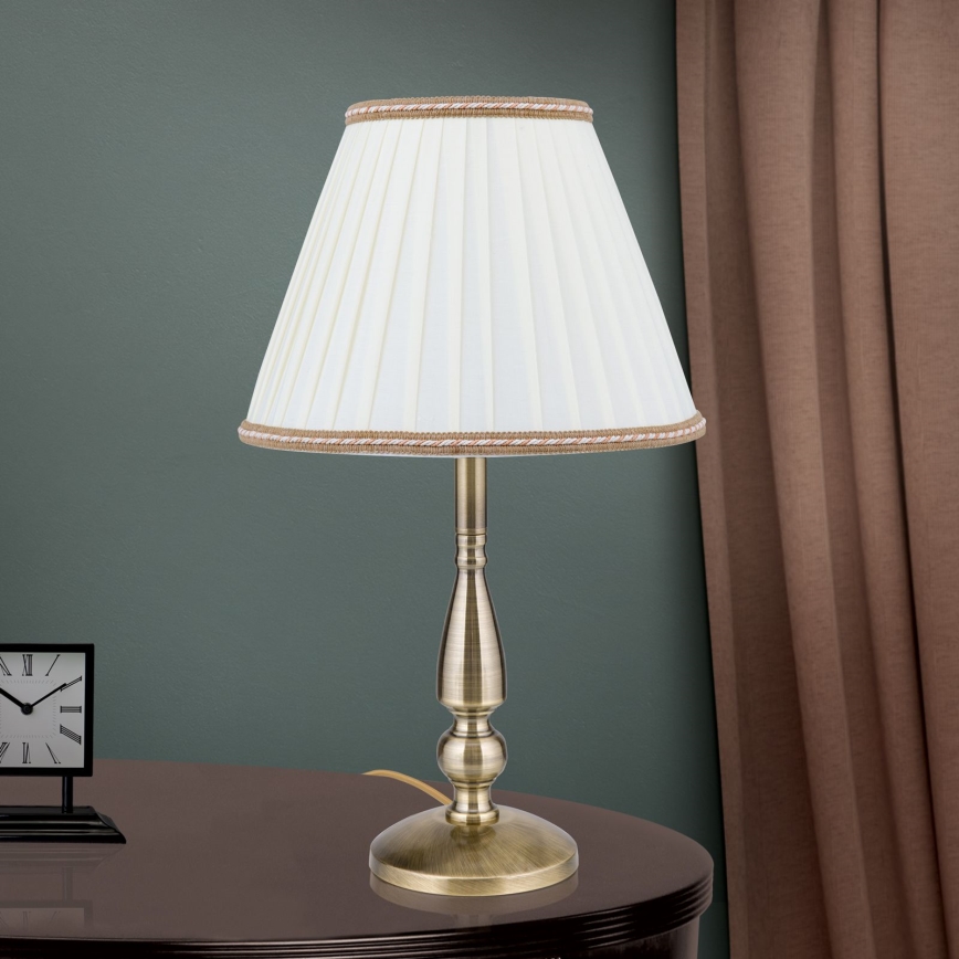 Stolna lampa TONIA 1xE27/60W/230V pr. 30 cm bijela/bronca