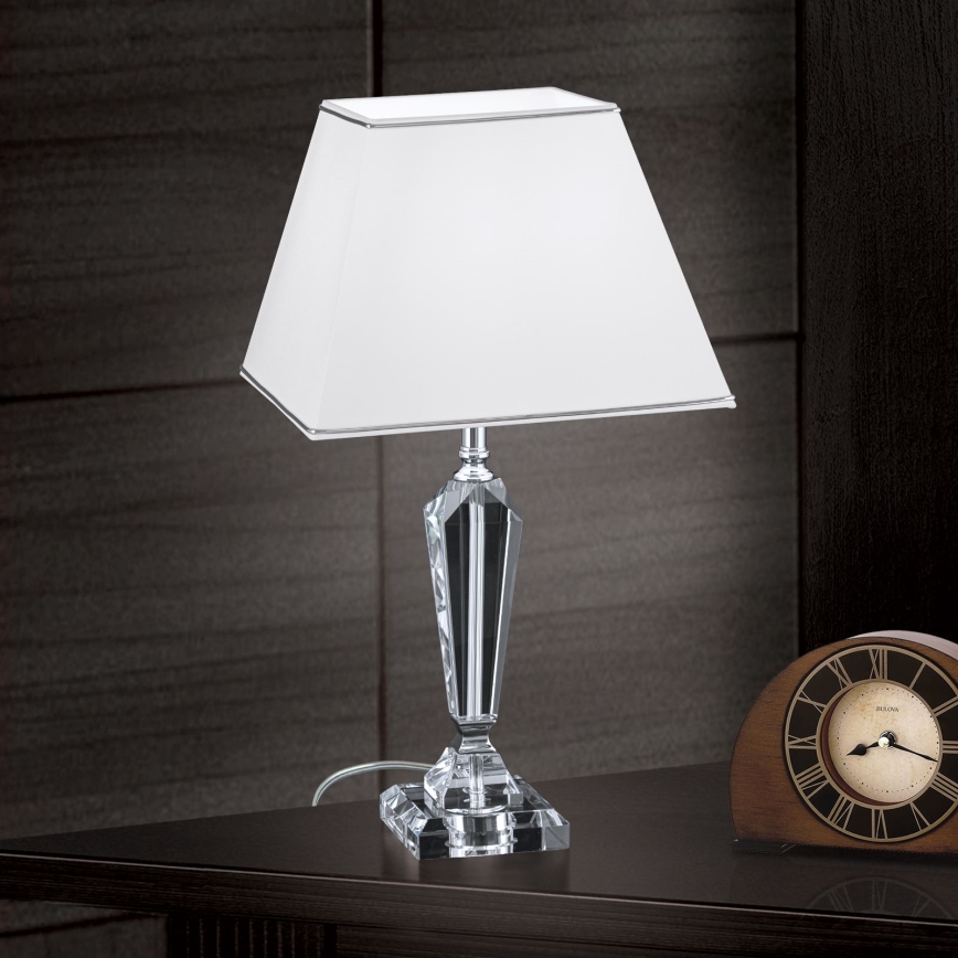 Kristalna stolna lampa VERONIQUE 1xE27/60W/230V bijela/krom