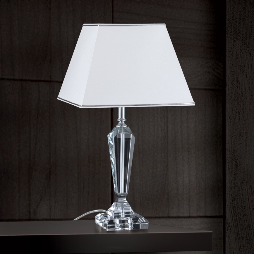 Kristalna stolna lampa VERONIQUE 1xE27/60W/230V bijela/krom