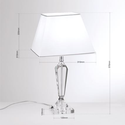 Kristalna stolna lampa VERONIQUE 1xE27/60W/230V bijela/krom