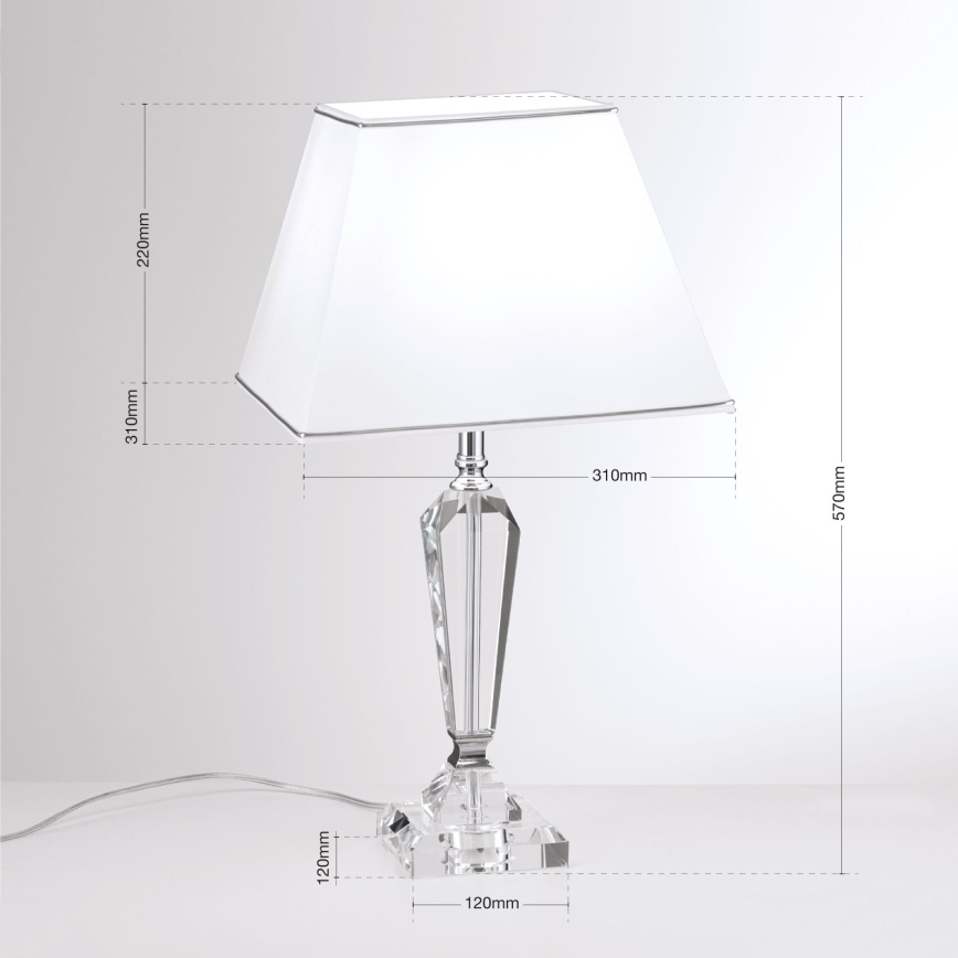 Kristalna stolna lampa VERONIQUE 1xE27/60W/230V bijela/krom