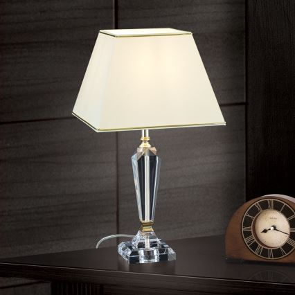 Kristalna stolna lampa VERONIQUE 1xE27/60W/230V krem/zlatna