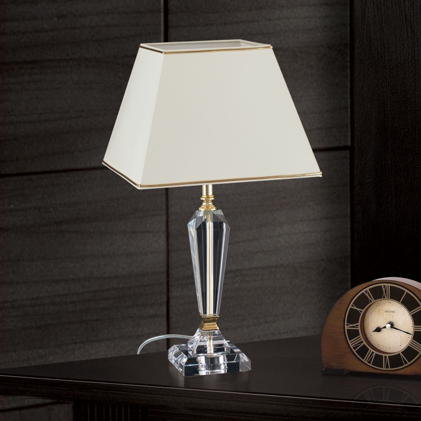 Kristalna stolna lampa VERONIQUE 1xE27/60W/230V krem/zlatna