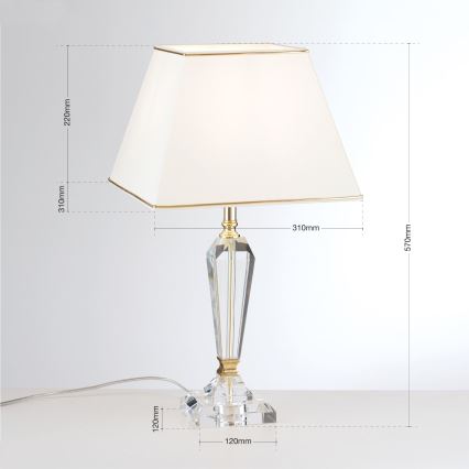 Kristalna stolna lampa VERONIQUE 1xE27/60W/230V krem/zlatna