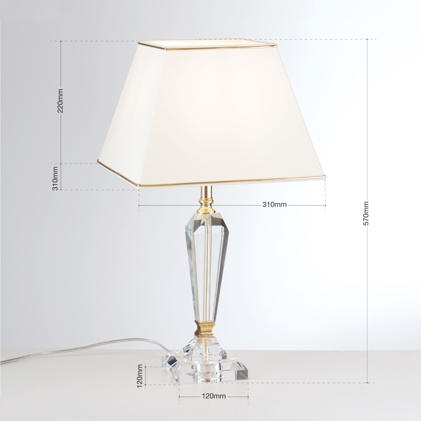 Kristalna stolna lampa VERONIQUE 1xE27/60W/230V krem/zlatna