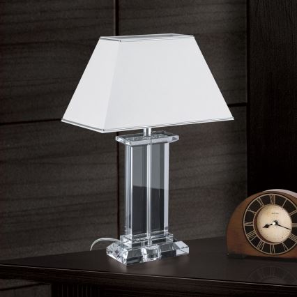Kristalna stolna lampa VERONIQUE 1xE27/60W/230V bijela/prozirna