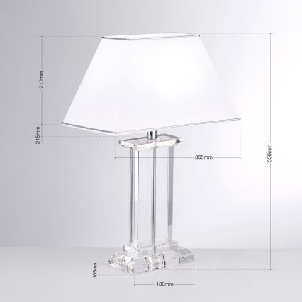 Kristalna stolna lampa VERONIQUE 1xE27/60W/230V bijela/prozirna